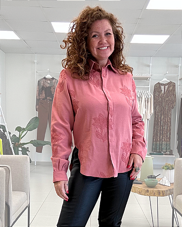 CAMISA SLIM BORDADO FLORAL