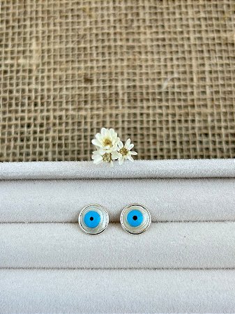 BRINCO OLHO GREGO MADREPÉROLA GRANDE PRATA 925