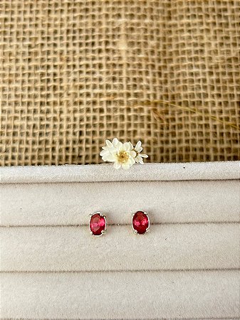 BRINCO OVALTURMALINA ROSA PRATA 925