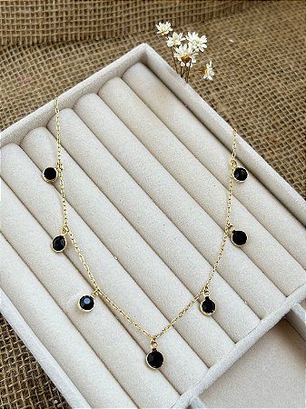 CHOKER DELICATE BLACK BANHADA A OURO