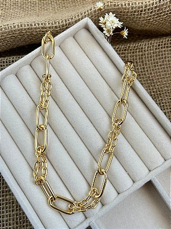 COLAR MULTI ELOS BANHADO A OURO 18K 45 CM