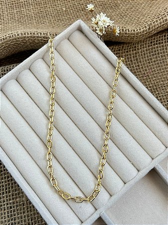 COLAR MINI ELOS BANHADO A OURO 18K 60 CM