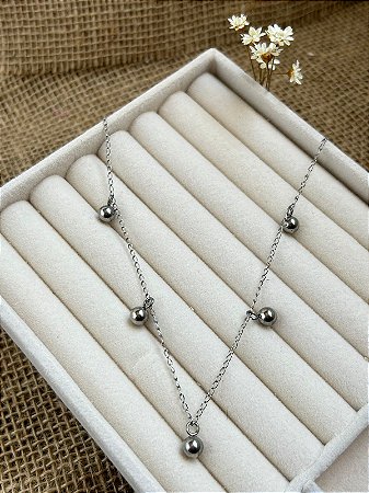 CHOKER BOLINHA AÇO INOXIDÁVEL