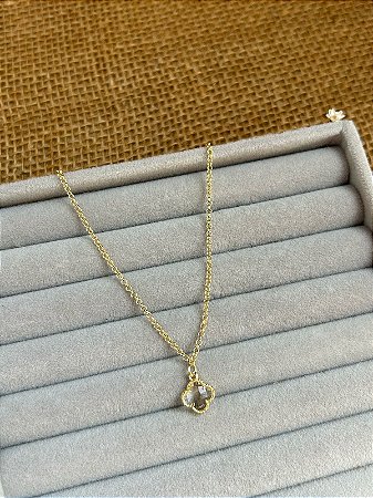 PULSEIRA ELO PORTUGUES COM 1 TREVO D/CRISTAL PEND BANHADO A OURO