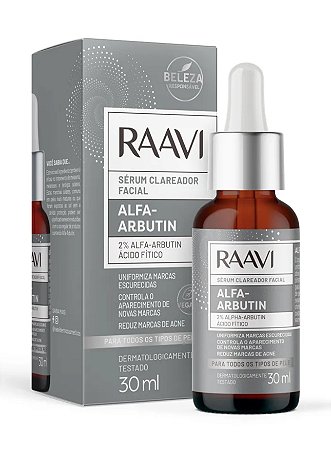 SÉRUM FACIAL CLAREADOR ALFA-ARBUTIN RAAVI 30ML