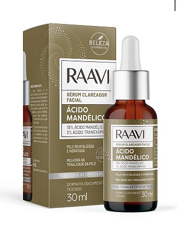 SÉRUM FACIAL CLAREADOR ÁCIDO MANDÉLICO RAAVI 30ML