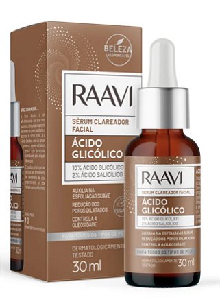 SÉRUM FACIAL CLAREADOR ÁCIDO GLICÓLICO RAAVI 30ML