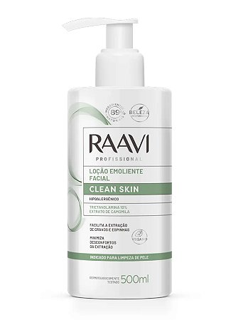 LOÇÃO EMOLIENTE FACIAL CLEAN SKIN RAAVI 500ML
