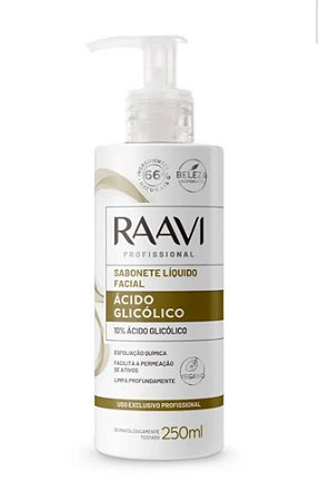 SABONETE LÍQUIDO FACIAL ÁCIDO GLICÓLICO 10% RAAVI 250 ML