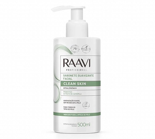 SABONETE SUAVIZANTE FACIAL CLEAN SKIN RAAVI 500ML