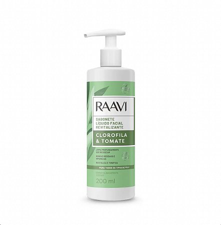 SABONETE CLOROFILA E TOMATE LÍQUIDO FACIAL REVITALIZANTE CLEAN SKIN RAAVI 200g