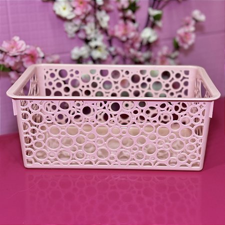 CESTO ORGANIZADOR PLÁSTICO ROSA