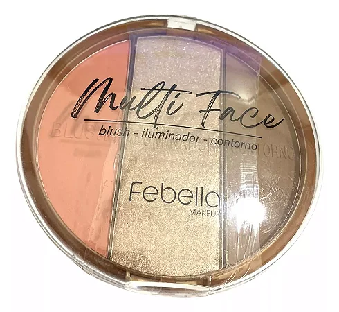 PALETA MULTI FACE BLUSH ILUMINADOR E CONTORNO FABELLA