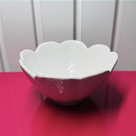 CUMBUCA PORCELANA FOLHA BRANCO 13X7CM