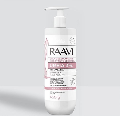CREME DESODORANTE HIDRATANTE CORPORAL UREIA 3% RAAVI 450g
