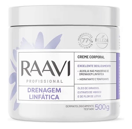 CREME DE MASSAGEM DRENAGEM LINFÁTICA CORPORAL - (500G) - RAAVI