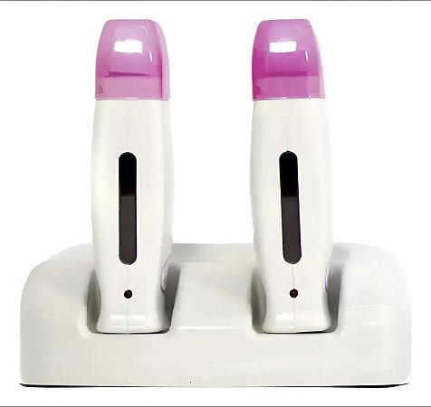 KIT BASE DUPLA + 2 APARELHOS DE CERA MATIC ROLL ON - MEGA BELL BRANCO COM ROSA