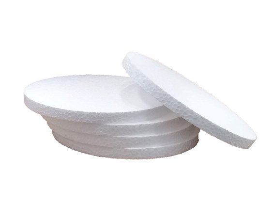 Disco De Isopor 30 Cm x 2 Cm Altura Pct C/5 Un Bolo Fake