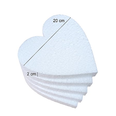 Disco De Isopor EPS Coração 20Cm x 2Cm Pct C/5 Un Bolo Festa