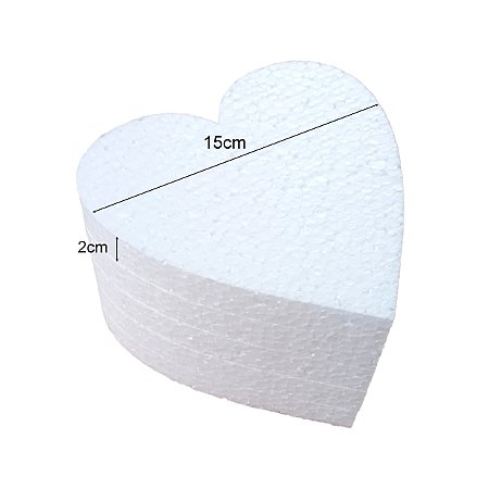 Disco De Isopor EPS Coração 15Cm x 2Cm Pct C/5 Un Bolo Falso