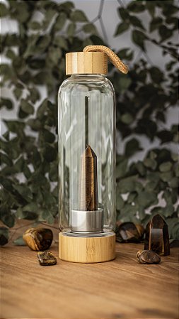 Garrafa com Ponta de Olho de Tigre - Força e Proteção