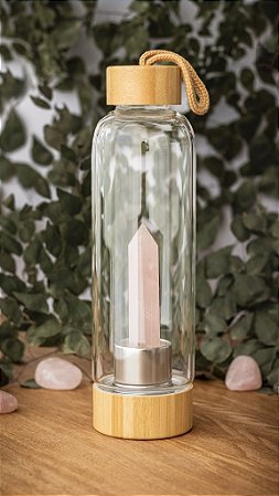 Garrafa com Ponta de Quartzo Rosa -  Amor e Harmonia