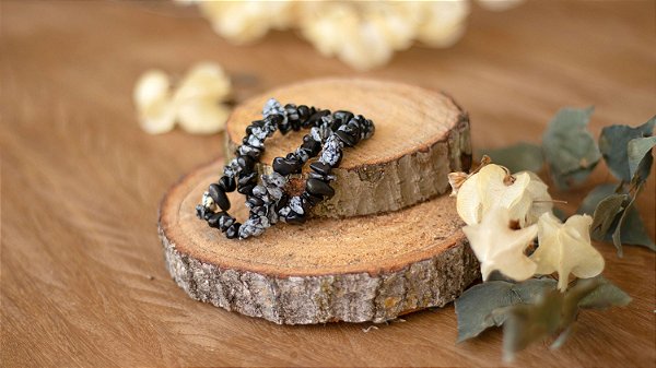 Obsidiana Floco de Neve - Pulseira
