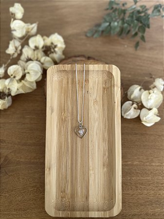 Pingente Coração com Quartzo Rosa