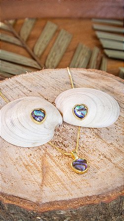 Conjunto Folheado a Ouro - Abalone