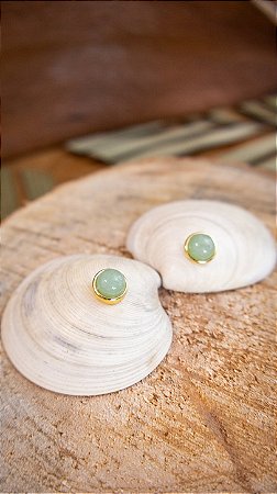 Brinco Folheado a Ouro - Quartzo Verde – Esfera