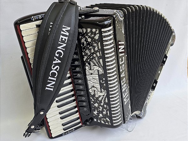 Acordeon 120 Baixos Mengascini Polifônica "Já Eletrificada"