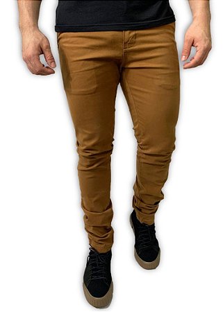 calça jeans masculina mostarda