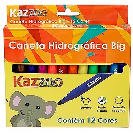 CANETA HIDROGRAFICA 12 CORES BIG LAVAVEL KAZ