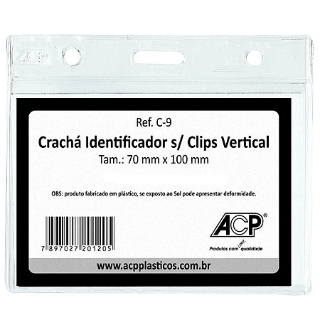 Cracha Identificador S/Presilha 70X100 Acp