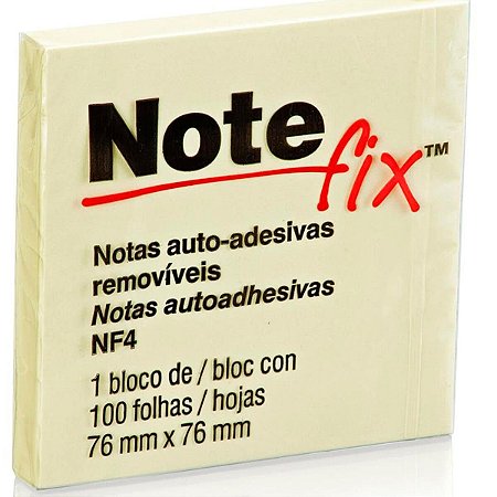 Bloco Adesivo 76X76 Amarelo100Fls Note Fix 3M