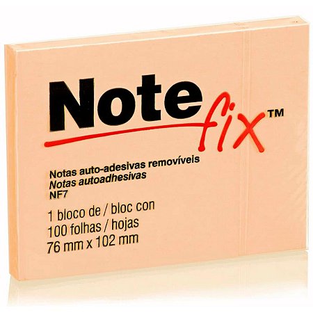 Bloco Adesivo 76X102 Laranja 100Fls Note Fix 3M
