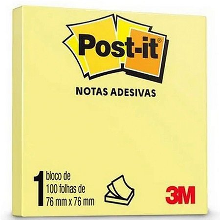 Bloco Adesivo 76X76 Amarelo 100Fls Post It 3M