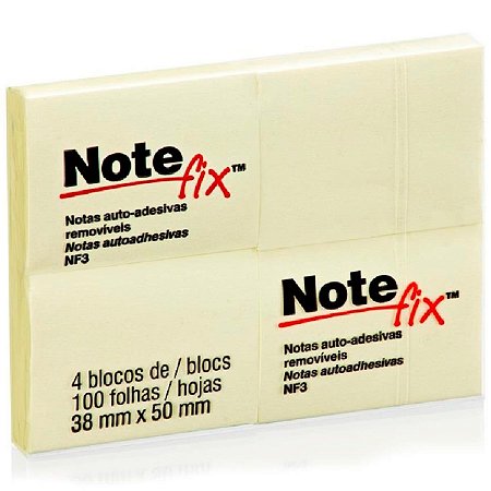 Bloco Adesivo 38X50 Amarelo 100Fls Note Fix 3M