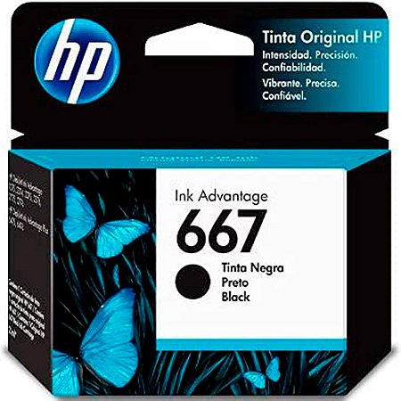CARTUCHO 667 PRETO ORIGINAL 3YM79AB HP