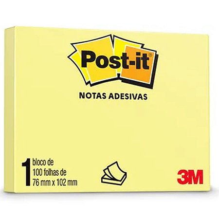 Bloco Adesivo 76X102 Amarelo 100Fls Post It 3M