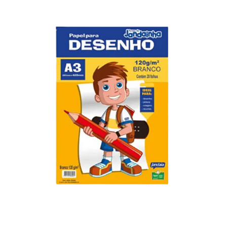 BLOCO DE DESENHO A3 BRANCO 120G C/20FLS