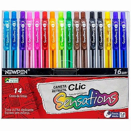 Caneta Gel 1.0Mm C/16 Cores Sensations Newpen