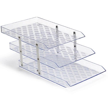 CAIXA CORRESPONDENCIA TRIPLA MOVEL ACRILICO POLIPROPILENO CRISTAL WALEU