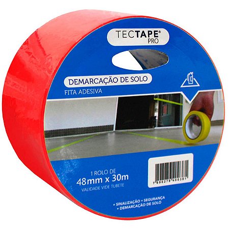 Fita Adesiva Pvc Demarcacao De Solo 48Mmx30M Vermelha