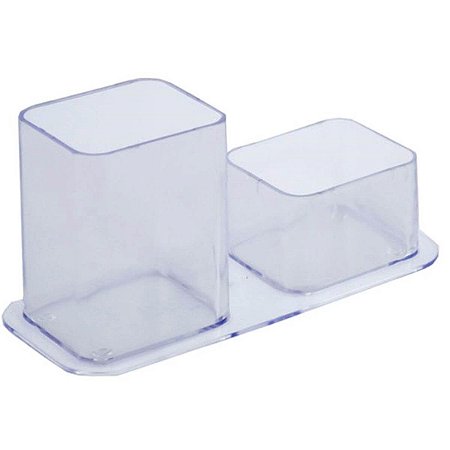 Porta Lápis/Clips Duplo Cristal Dellocor Dello