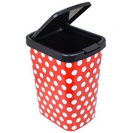 LIXEIRA PLASTICA 9L LABEL CLICK POA VERMELHA ARQPLAST