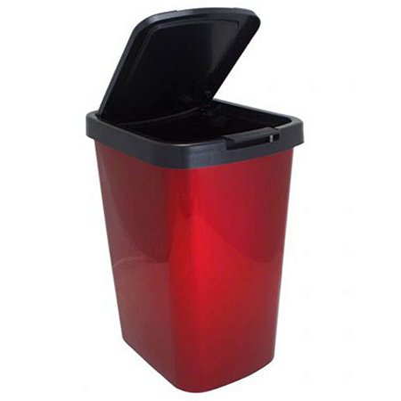 LIXEIRA PLASTICA 9L LABEL CLICK VERMELHA ARQPLAST