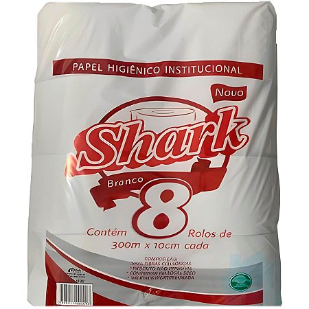 PAPEL HIGIENICO ROLAO 8X300MT SHARK