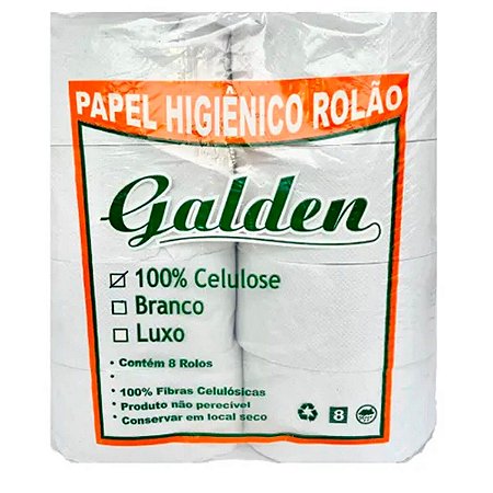 PAPEL HIGIENICO ROLAO 8 ROLOS 100% CELULOSE GALDEN
