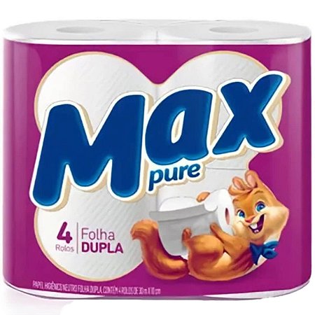 PAPEL HIGIENICO FOLHA DUPLA C/4 ROLOS 30M MAX PURE